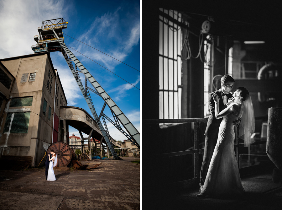 plener ślubny na kopalni; industrialna sesja slubna; zdjecia slubne w kopalni; fotografia ślubna śląsk; fotografia ślubna kraków; dwóch fotograf na ślub; zdjęcia ślubne; fotograf ślubny bielsko