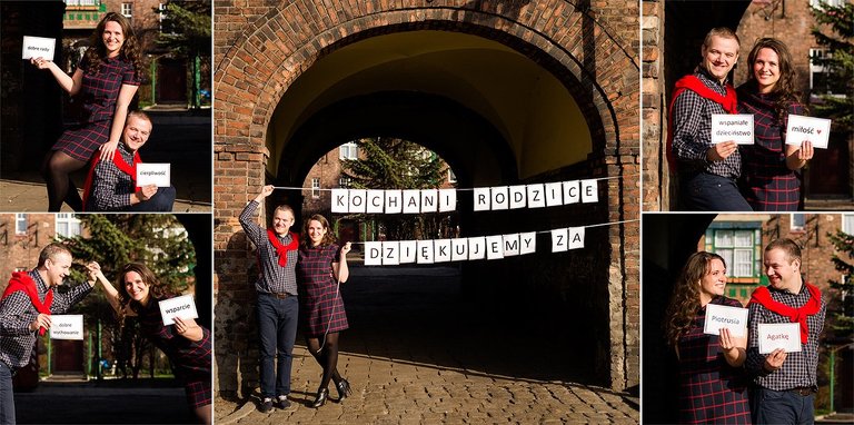 Narzeczeński plener Agaty i Piotra w miejskiej scenerii - na Nikiszowcu. Oryginalne podziekowania dla rodzicow www.magiaobrazu.com