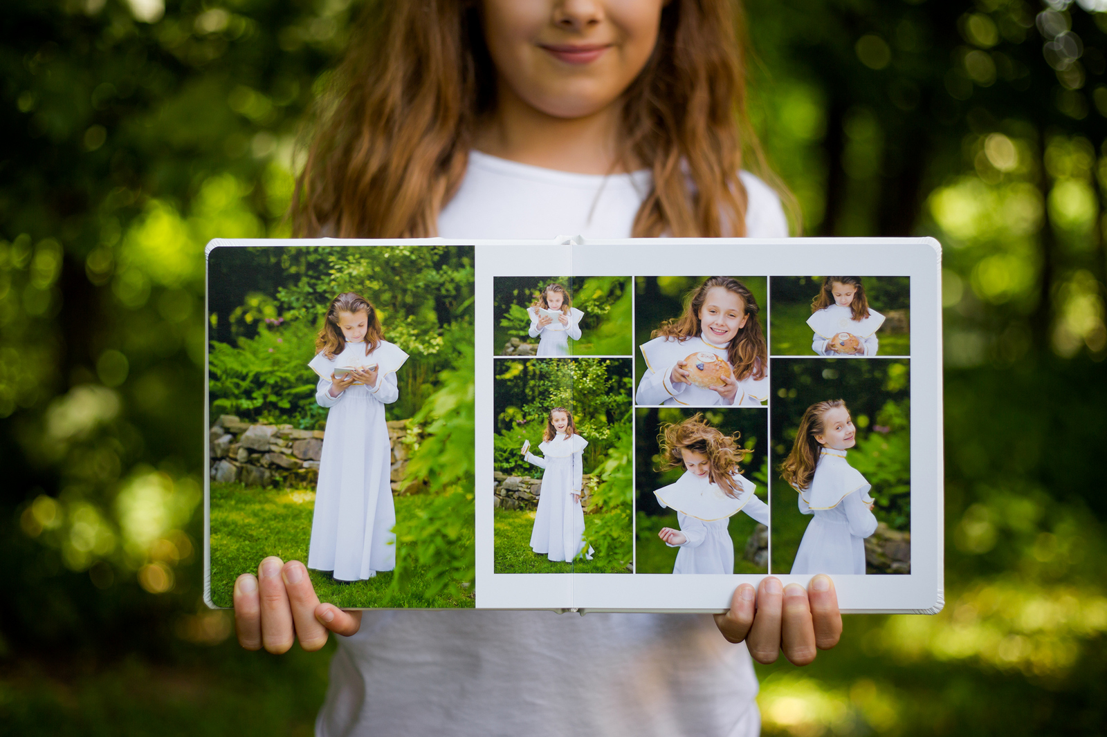 Fotoalbum z komunii - piękny album ze sztywnymi kartami w białej oprawie z ekoskóry