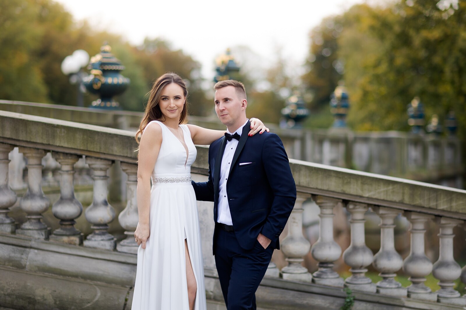 Sesja ślubna Martyny i Rafała w pięknym parku w Pszczynie, plener ślubny Pszczyna